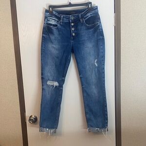 Silver Jeans Women's Distressed Blue Cropped Jeans